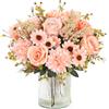 MEIVINES 2 pezzi Fiori Artificiali Fiori Finti per Decorazioni Bouquet Fiori Rose Artificiali di Seta per matrimonio casa centrotavola partito cimitero tomba decorazione (Champagne, 2PCS)