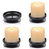 Nuptio Pz of 4 Spike Candle Holder Iron Candle Plate, supporto per candela a pilastro, nero, piastra decorativa in ferro, portacandele da 9 cm, diametro candele LED e cera, coni di incenso, Spa, matrimoni