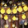 LQWELL® Catena luminosa solare per giardino esterno, catena solare con sfere di cristallo 30LED 8M 26FT IP44 8 modalità per giardino esterno/interno Patio balcone finestra (Bianco caldo)