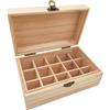 Anktily Scatola portaoggetti in legno grezzo con 15 scomparti, 18,5 x 11,5 x 7,5 cm, scatola non verniciata con chiusura per piccoli ricordi, gioielli, porta bustine di tè