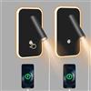Strixorn Lampada da Parete a LED con Interruttore Touch e Porta di Ricarica USB, Lampada da Lettura 3W+9W 3000K, Applique da Letto Faretto Regolabile per Camera da Letto e Soggiorno(Schwarz, 2 Stück)
