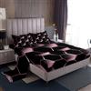 Homewish Set di lenzuola per letto matrimoniale, motivo geometrico a nido d'ape, per bambini, colore rosa e nero, con motivo a nido d'ape, lenzuolo superiore + lenzuolo sopra + lenzuolo piano
