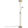 Qazqa diva - LED Dimmerabile Lampada da terra con braccioo de lettura dimmer incluso Moderno - 2 luce - Ø 254 mm - Oro/Ottone - Moderno - Soggiorno I Camera da letto I Sala da Pranzo I Cucina