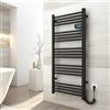 EMKE Termoarredo elettrico 120x54cm, 600W, Radiatore da bagno con display digitale, scaldasalviette elettrico bagno diritto (Nero)