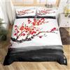 PUOJIEAT Copripiumino Singolo Sakura Giapponese, Morbida Microfibra Biancheria da Letto Stile Giapponese Copripiumini 135x200 con 1 Federe 50x80 cm 3D Copripiumina Set e.6384