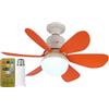 RuiDay Ventilatori da Soffitto con Luce e Telecomando, E27 lampadario con pale LED Dimmerabile, lampadario ventola con Telecomando e Timer, 3 Velocità, 3 Colori, Silenzioso (Colore Arancione)