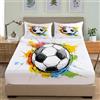 Generic Microfibra Morbida Lenzuola con Angoli da 3 Pezzi 90x200 cm, Motivo A Pallone Da Calcio Traspirante Ipoallergenico Lenzuolo con Angoli Blanc Set di Biancheria da Letto per Bambini Adulto