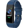 Generic Bracciale Fitness Tracker con frequenza cardiaca e pressione sanguigna Banda intelligente Inseguitore di attività Orologio intelligente Impermeabile Braccialetto Bluetooth per donne uomini (BLU)