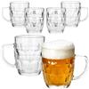 MamboCat Dublin - Set di 6 boccali da birra da 400 ml, altezza 12 cm, per 6 persone, in vetro con rilievo e manico, bicchieri da birra trasparenti da 0,4 l, per feste, compleanni e Co