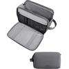 BAGSMART Beauty Case da Viaggio Uomo Donna, Borsa da Toilette con Doppia Apertura A Cerniera, Accessori da toilette Borsa da barba, Borsa per Cosmetici, Pellicola in Pelle Grigio, Grande