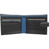 VISCONTI Portafoglio da uomo bi-fold in colori contrastanti Parma collezione VINCENT Blocco RFID PM100 Nero/Blu