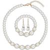 Yifnny Set di gioielli di perle per le donne,collana di perle finte e orecchini Bracciale Set di collana di perle a strati 1920s Gioielli Set di gioielli sposa Regali per le Mamma (Stile10 Oro)