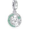 NINGAN 925 Ciondolo a forma di elefante in argento sterling Ciondolo con zirconi verdi brillanti per bracciale da donna(A)