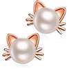 Jiahanzb Orecchini in Argento 925 a Forma di Animale Carino in Argento Sterling, Orecchini di Perle Coltivate D'acqua Dolce Naturali, Orecchini di Perle Bianche di Moda da Donna 7mm