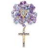Mondo Cattolico - Rosario Cattolico della Vergine Miracolosa con Vetro Variegato su una Catena in Ottone Placcato Oro (Blu)