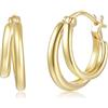 PHNIBIRD Orecchini Cerchio Uomo con Asimmetrici Semplice Cerchio Unisex Oro Orecchini per Adatto Per l'uso Quotidiano