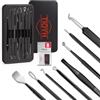 TIOYH Kit per la rimozione dei punti neri, estrattore di comedoni, rimozione punti neri di alta qualità, rimozione dell'acne, set di pinzette con custodia in metallo (nero)