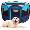 KingCamp Recinto Gioco per Cani 127 x 127 x 60 cm, Pop-up Recinzione Pieghevole con Rete Traspirante per Animali Domestici, Portatile Box per Gatto Coniglio Interno Esterno, in Tessuto Oxford, Blu L