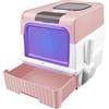 Willonin Litiere Gatto autopulente, Lettiera per gatti sterilizzata ai raggi UV con coperchio e paletta per lettiere/48 x 35 x 36 cm, rosa