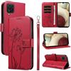 Bravoday Cover per Samsung Galaxy A12 4G / Galaxy M12, Custodia in PU Pelle Portafoglio Flip Schede con Slot per Carte, Magnetica Antiurto Cover per Galaxy A12 4G / M12, Rosso