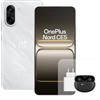 OnePlus Smartphone Nord CE5 8 GB di RAM 128 GB di spazio di archiviazione, 6,77 pollici, AMOLED a 120 Hz, 50 MP OIS, batteria da 5200 mAh, con caricabatterie da 80 W e Nord Buds 3 Pro, bianco