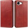 SHIELDON Custodia in Vera Pelle per iPhone 16e/17e 6,1 2026, Rosso Retro