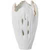 DRW Vaso da tavolo traforato in ceramica in bianco sabbia e oro 22x22x39cm