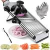 Pawchop Mandolina Affettatrice Professionale, Mandoline Giapponese in Acciaio Inox per Verdure, Mandolina Vegetale Regolabile con Lame Affilate, Affetta Verdure Cucina per Patate, Carote, Cipolle