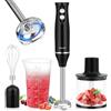 Lustlocke Mixer Immersione 4-In-1, 500 W Frullatore Tritatutto Multifunzione, 2 Velocità, con Frusta e Tritatutto da 500 ml e Misurino da 700 ml per Frullati, Zuppe, Salse, Yogurt, Alimenti Bambini