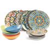 Villa deste Servizio piatti 18 pezzi in porcellana e gres 6 posti tavola diversi Marrakech Colore Multicolor - 5904391
