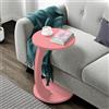 [en.casa] Tavolino da Divano (AxØ) 56 x 38 cm Tavolino Basso a Forma di C - Consolle con 4 Rotelle e Piano Rotondo - Rosa