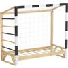 ML DESIGN modern living ML-Design Letto per Bambini 70x140 cm Naturale con Porta da Calcio Bianco Nero Scala e Rete Letto Singolo Legno di Pino con Doghe Struttura per Cameretta Ragazzi Design Sportivo per Piccoli Calciatori