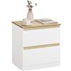 WOLTU Comodino Camera da Letto, Cassettiera a 2 Cassetti, 40x30x41cm, Comodino per Cameretta, Stile Moderno, Tavolino da Divano, in Legno, Bianco e Rovere Chiaro, NTS08ws