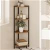 Hzuaneri Mensola Angolare, Scaffale Portaoggetti con Struttura in Metallo, Supporto per Piante, Libreria Angolare per Soggiorno, Home Office, Camera da Letto, 4 Ripiani, Marrone Vintage e Nero