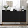 MISNODE Credenza Moderna in Legno, 4 Ante, Gambe Dorate, Ripiani Regolabili, per Cucina Soggiorno Ingresso, 120 x 30 x 80 cm, Nero (Nero)