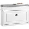 SoBuy Scarpiera Salvaspazio Slim con Seduta Panca Scarpiera da Ingresso Contenitore in Legno Mobile Scarpiera Ingresso per Scarpe, 75x24x51cm Effetto Legno Invecchiato Bianco FSR82-L-WG