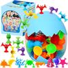 Rosedreamer Giocattolo a Ventosa in Silicone Set di 50 Giocattoli Bagno Educativi Regalo con Contenitore per Uova di Dinosauro Giocattoli Sensoriali per Bambini per Bambini Dai 3 Anni