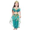 BSBUY Ragazza Costume Vestito Jasmine Principessa, 6 Pezzi Costume da Principessa Jasmine, Jasmine Principessa Abiti Ragazze, con Corona Bacchetta Collana, per Cosplay Compleanno Halloween Carnevale
