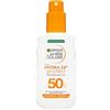 Garnier Hydra 24H Spray Protezione Solare, Per Tutti i Tipi di Pelle, Protezione dai Raggi UV e Idratazione per 24H, Azione Anti-Invecchiamento, Con SPF 50+ e Vitamina E, Ambre Solaire, 150 ml