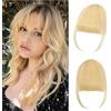 Seimainurs Frangia con clip, 100% veri capelli umani, con clip, frangia finta, extension per capelli da donna (biondi, con clip in ordinata)