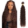 AiPliantfis Brown Human Hair Bundles Water Wave Extension Capelli ricci Extensions Capelli Umani #4 Chocolate Double Weft 1 Bundles Grade 8A Unprocessed Virgin Brazilian Remy Hair 28 Inches