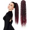 Ausing Ombre parrucche lunga onda riccia parrucca per le donne ragazze coda di cavallo estensioni dei capelli Scrunchies festa di carnevale, Vino