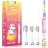 DADA-TECH Spazzolino Elettrico Bambini 3-6-12 Anni Spazzolino Elettrico Bambina Bambino Con Timer Luci LED Arcobaleno E 4 Testine Morbide (Unicorno Rosa)