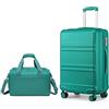 KONO set di 2 Valigia Bagaglio a Mano Rigida e Leggera ABS Trolley 55cm con 4 Ruote Rotanti e Lucchetto TSA & Borsa da Viaggio 40x20x25 Ryanair, Turchese