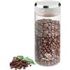 LEKEFETO Barattolo per caffè ermetico in vetro da 1,7 l, con coperchio sottovuoto, ermetico con valvola di scarico e indicazione della data, per chicchi di caffè, polvere, tè, noci, caffè