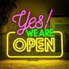 SIGNSHIP Yes We Are Open Neon Led Aperto Scritte Neon Decoro per Ristorante | Insegne Luminose da Appendere alla porta Regalo per Proprietari di Commerciali, Scritta Led Dimmerabile 5 Livelli USB per Bar