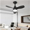 JDONG Ventilatore da soffitto illuminazione e telecomando 36W LED Silenzioso Lampada da soffitto Nera Ventilatore Con timer dimmerabile Velocità del vento regolabile