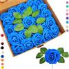 COSORO 25 rose artificiali in schiuma blu, con stelo, realistiche al tatto, per decorazioni per matrimoni, doccia nuziale, artigianato, casa, baby shower, decorazioni per la festa di San Valentino