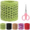 Swpeet Beautifu - 1 rotolo di nastro di rafia verde da 200 m, con forbici, kit assortito, corda di rafia naturale, spago di carta da imballaggio, per regali, forniture fai da te, decorazioni per mazzi