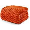 Exclusivo Mezcla Coperta Plaid Pile di Flanella per Divano, 150x200 CM Coperta Letto Singolo Matrimoniale con Elegante Jacquard, Morbida e Calda, Arancio bruciato